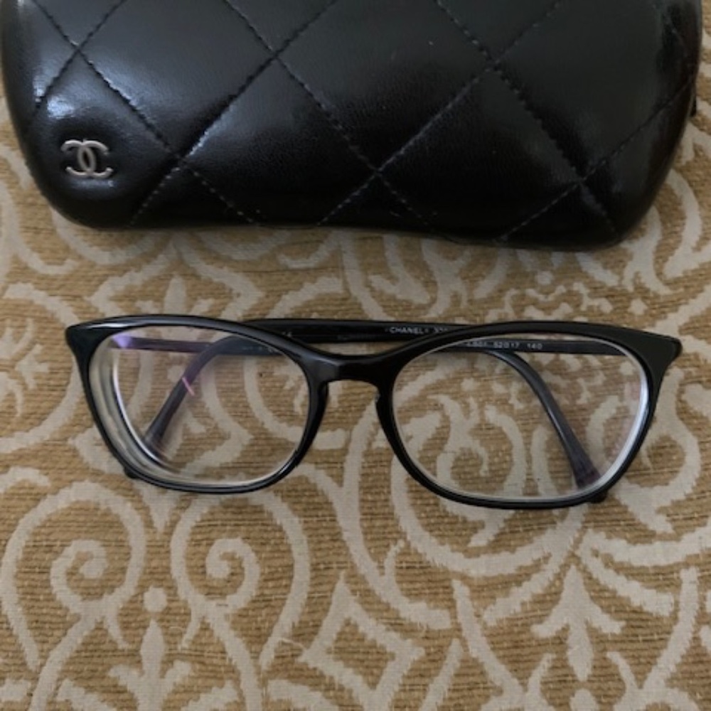 CHANEL Black Eyeglass Frames with Case